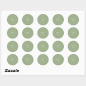 Sage green Thank You, seal, Ronde Sticker (Vel)