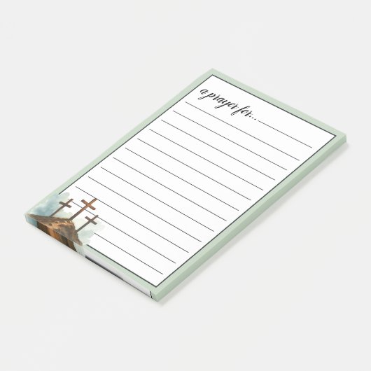 Sage Green Three Crosses War Room Prayer Post-it® Notes (Schuin)