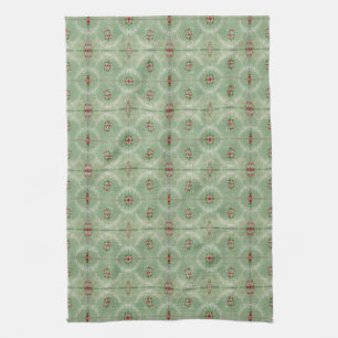  Sage Green Tile Pattern Dainty Floral Theedoek