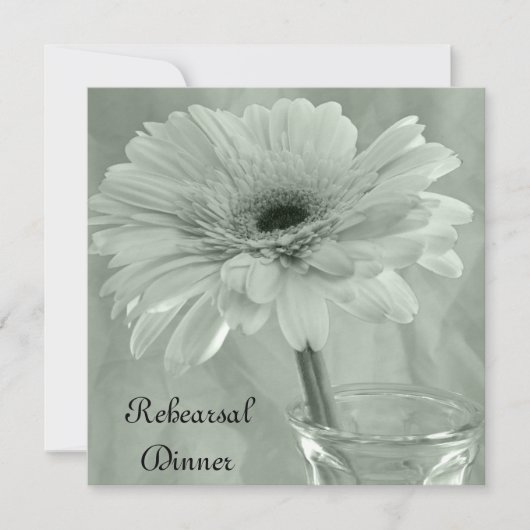 Sage Green Tinted Gerber Daisy Rehearsal Dinner Kaart (Voorkant)