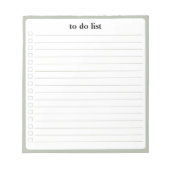 Sage Green To Do List Minimalist Teacher Notitieblok (Voorkant)