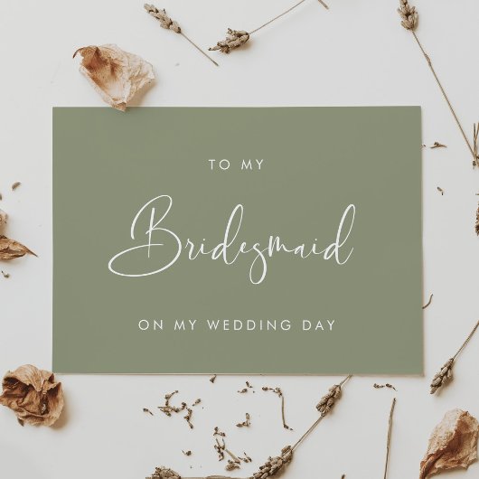 Sage green to my Bridesmaid trouwdag card Kaart
