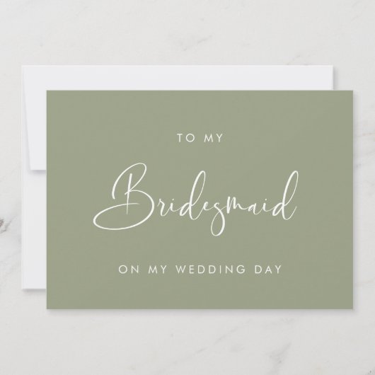 Sage green to my Bridesmaid trouwdag card Kaart (Voorkant)
