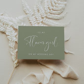 Sage green to my Flower girl trouwdag card Kaart