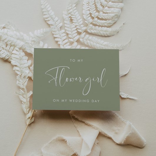 Sage green to my Flower girl trouwdag card Kaart