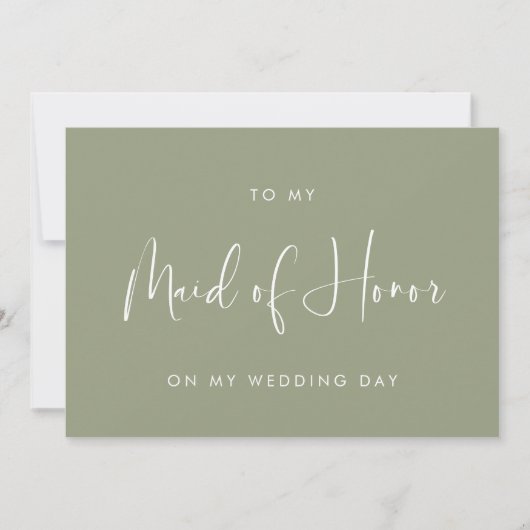 Sage green to my Maid of Honor bruiloft day card Kaart (Voorkant)