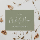 Sage green to my Maid of Honor bruiloft day card Kaart