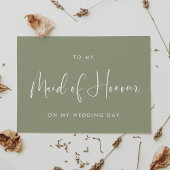 Sage green to my Maid of Honor bruiloft day card Kaart