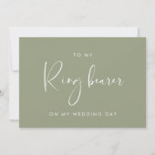 Sage green to my Ring bearer trouwdag card Kaart (Voorkant)