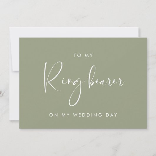 Sage green to my Ring bearer trouwdag card Kaart (Voorkant)