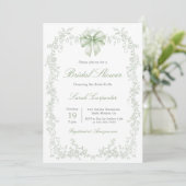 Sage Green Toile and Bow Bridal Shower Kaart (Staand voorkant)