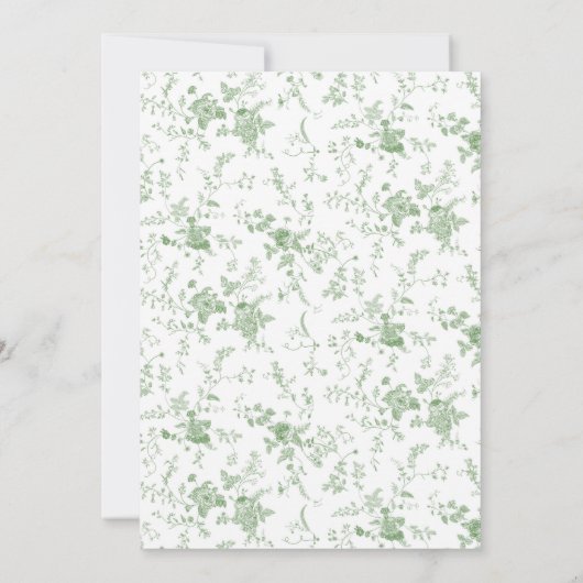 Sage Green Toile Bloemen Bruids Brunch Kaart (Achterkant)