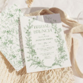 Sage Green Toile Bloemen Bruids Brunch Kaart