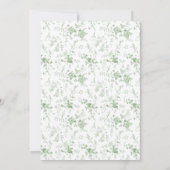 Sage Green Toile  Bloemen Huwelijk Save The Date (Achterkant)
