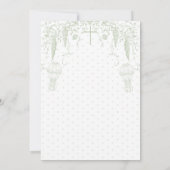 Sage Green Toile Boy Doop Elegant Digitaal Kaart (Achterkant)