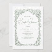 Sage Green Toile Bridal Shower Invitation Kaart (Voorkant)