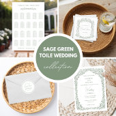 Sage Green Toile Bridal Shower Invitation Kaart