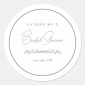 Sage Green Toile Bridal Shower Ronde Sticker (Voorkant)