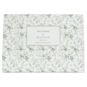 Sage Green Toile Classic Bloemen Huwelijk Groot Cadeauzakje (Voorkant)