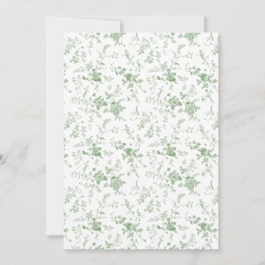 Sage Green Toile Classic Floral Wedding Kaart (Achterkant)