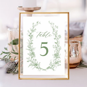Sage Green Toile Classic Floral Wedding Kaart