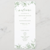 Sage Green Toile Classic Floral Wedding Programmakaart (Voorkant)
