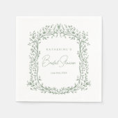 Sage Green Toile Cocktail Napkin Servet (Voorkant)