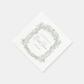 Sage Green Toile Cocktail Napkin Servet (Hoek)