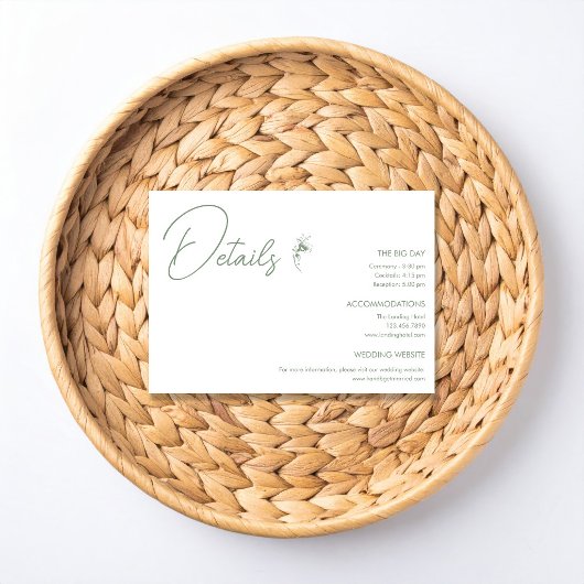 Sage Green Toile Details Informatiekaartje