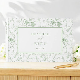 Sage Green Toile Floral Classic Wedding Gastenboek