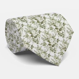 Sage Green Toile Floral Stropdas