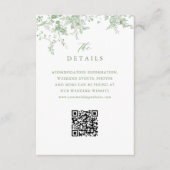 Sage Green Toile Franse Bloemen Trouwdetails QR Informatiekaartje (Voorkant)