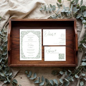 Sage Green Toile Wedding Invitation Kaart