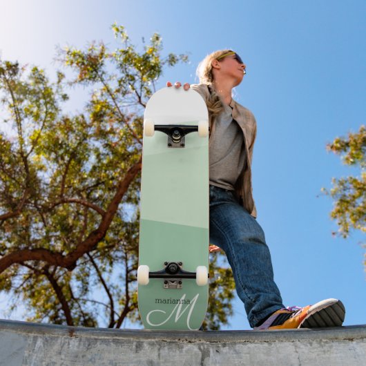 Sage Green Tones Geometric Pattern Persoonlijk Skateboard (Buiten 1)