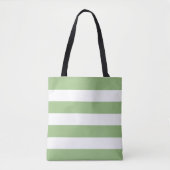 Sage Green Tote with Classic White Stripe Tote Bag (Voorkant)