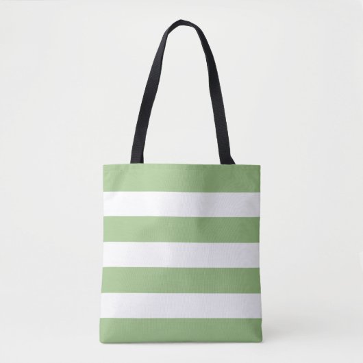 Sage Green Tote with Classic White Stripe Tote Bag (Voorkant)