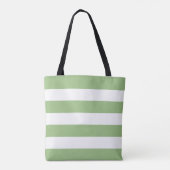 Sage Green Tote with Classic White Stripe Tote Bag (Achterkant)