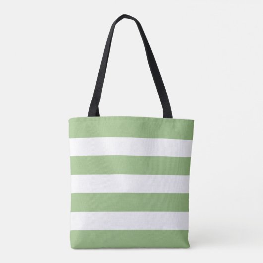 Sage Green Tote with Classic White Stripe Tote Bag (Achterkant)