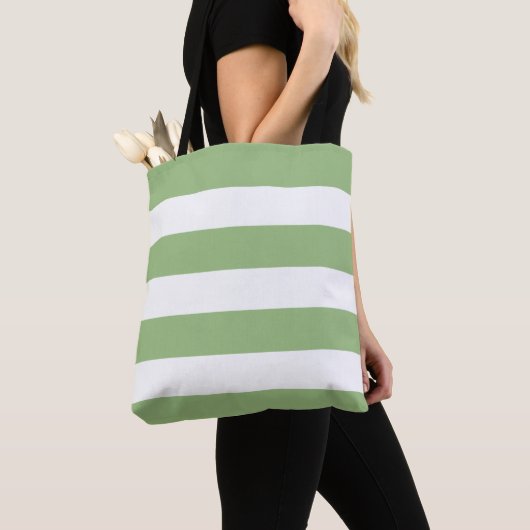 Sage Green Tote with Classic White Stripe Tote Bag (Dichtbij)