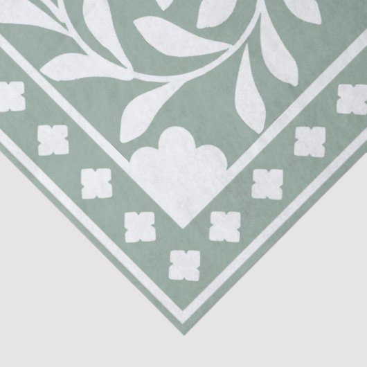 Sage Green Traditional Bone Inlay Decoupage Paper Tissuepapier (Detail)