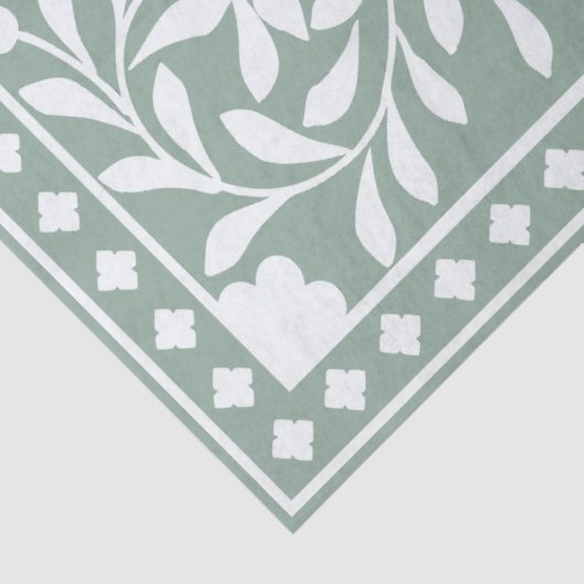 Sage Green Traditional Bone Inlay Decoupage Paper Tissuepapier (Detail)