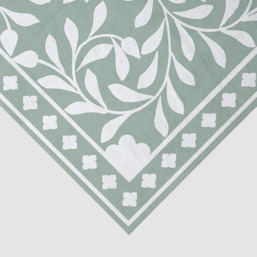 Sage Green Traditional Bone Inlay Decoupage Paper Tissuepapier (Detail)