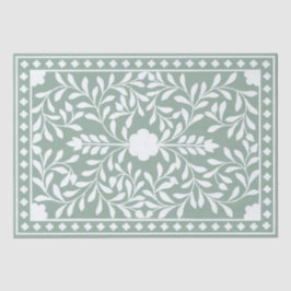 Sage Green Traditional Bone Inlay Decoupage Paper  Tissuepapier