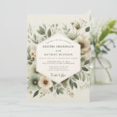Sage Green Tranquil Botanical Wedding Kaart (Staand voorkant)