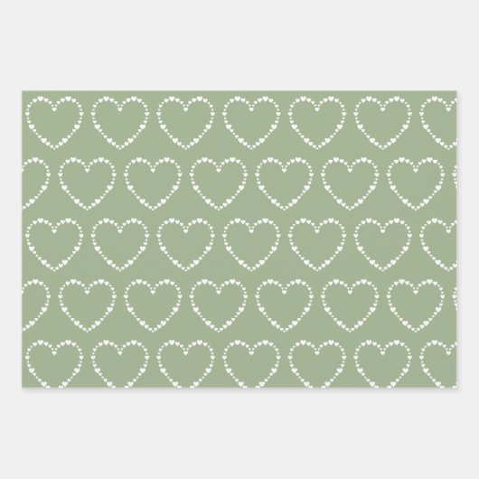 Sage Green Trendy minimalist Simple Heart Elegant Inpakpapier Vel (Voorkant 2)
