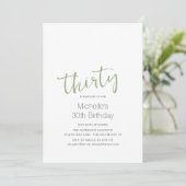 Sage Green Trendy Modern minimalist 30th Birthday Kaart (Staand voorkant)