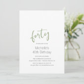 Sage Green Trendy Modern minimalist 40th Birthday Kaart (Staand voorkant)