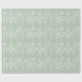 Sage Green Trendy Simple Floral Rustic Bohemian Cadeaupapier (Vlak)