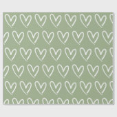 Sage Green Trendy Simple Heart Rustic Bohemian Cadeaupapier (Vlak)