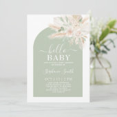 Sage Green Tropical Baby shower Invitation Kaart (Staand voorkant)